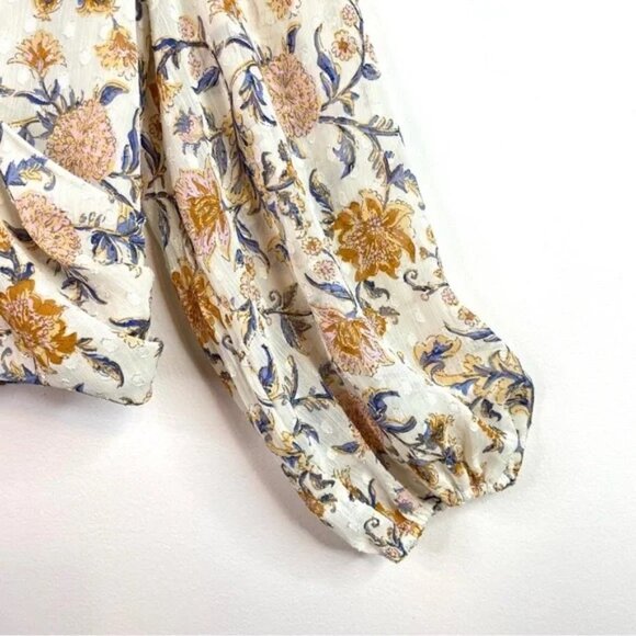 Joie Cream Floral Print Splice Front Blouse Top Size S - Picture 3 of 11